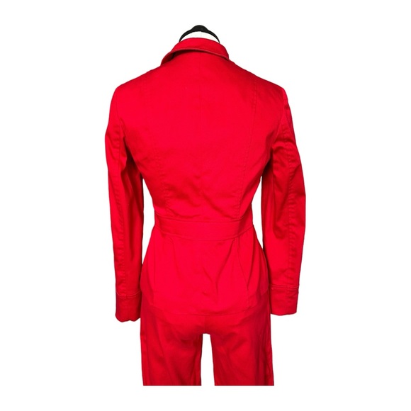 Etcetera Red Two Piece Pant Suit Jacket Full Zip Cotton Spandex Career Size 0 - Picture 5 of 16